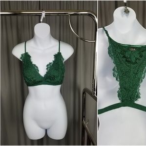 Dark Green Razorback Lace Bralette